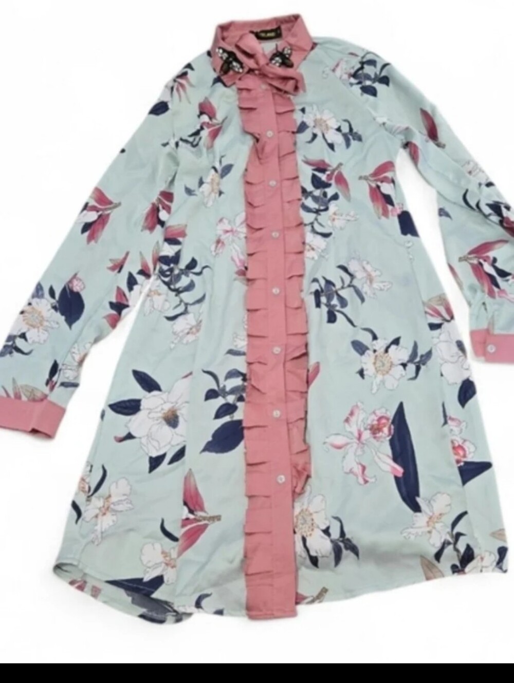 Denimland Floral Button Down Dress/nightgown Size Medium New With Tag